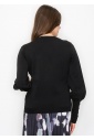 Black Knit Cardigan with Stylish Sleeve Details