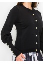 Black Knit Cardigan with Stylish Sleeve Details