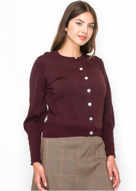 Burgundy Cardigan with Cuff Buttons