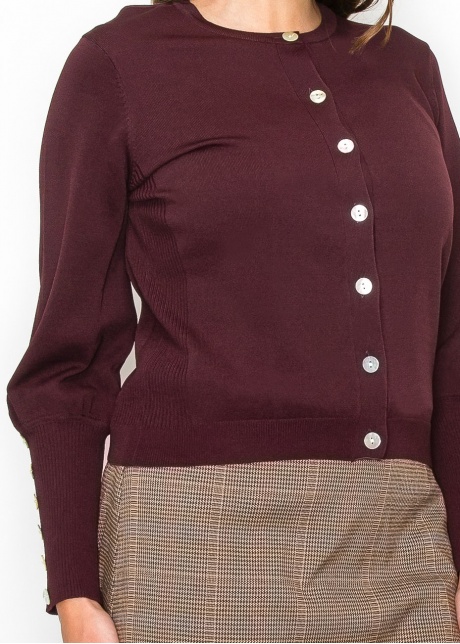 Burgundy Cardigan with Cuff Buttons