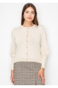 Cream Buttoned Sleeve Knit Cardigan