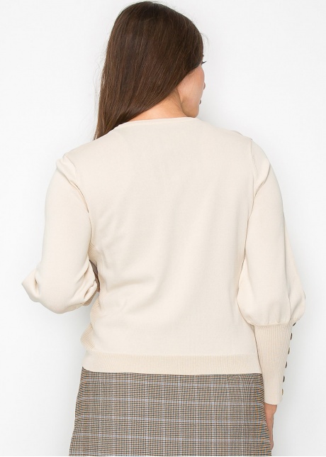 Cream Buttoned Sleeve Knit Cardigan