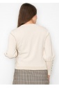 Cream Buttoned Sleeve Knit Cardigan