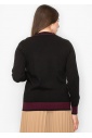 Black Knit Sweater with Burgundy Trim