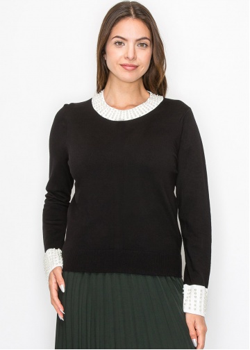 Pearl Accent Knit Sweater Pearl Accent Knit Sweater