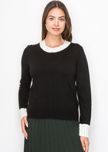 Pearl Accent Knit Sweater