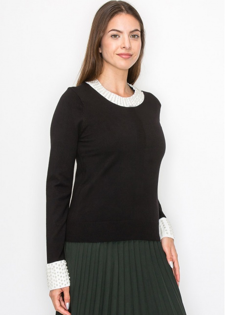 Pearl Accent Knit Sweater
