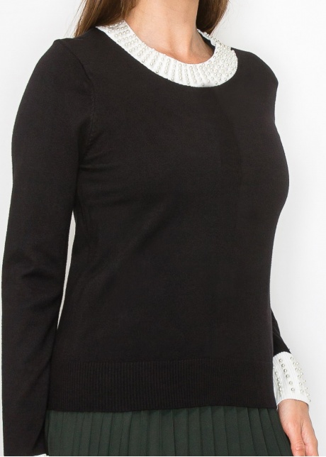 Pearl Accent Knit Sweater