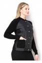 Black Quilted Button-Front Cardigan