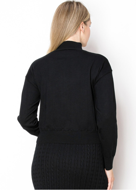 Black Quilted Button-Front Cardigan