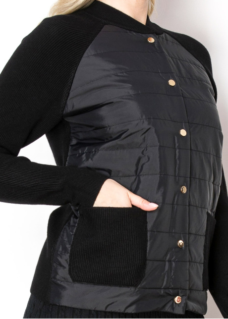 Black Quilted Button-Front Cardigan