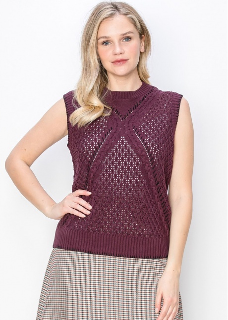 Burgundy Cable Knit Vest