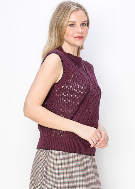 Burgundy Cable Knit Vest