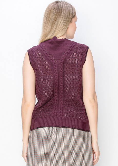 Burgundy Cable Knit Vest