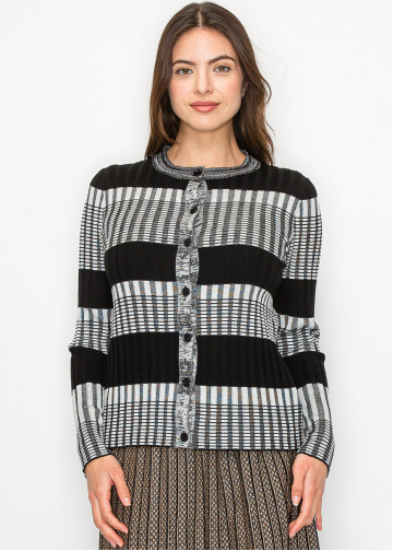Modern Ribbed Stripe Cardigan