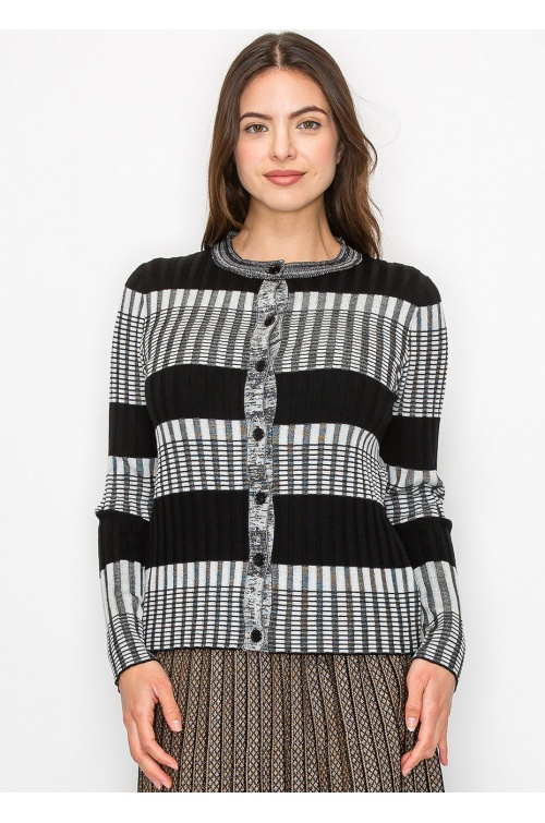 Modern Ribbed Stripe Cardigan