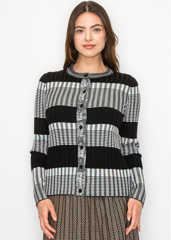 Modern Ribbed Stripe Cardigan