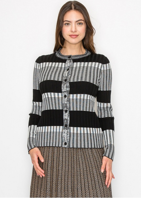 Modern Ribbed Stripe Cardigan