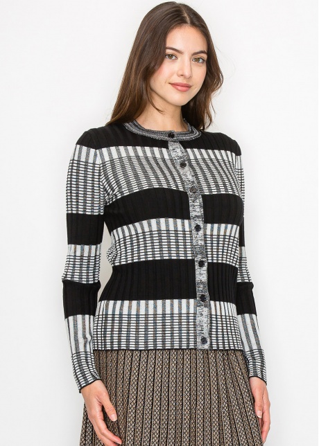 Modern Ribbed Stripe Cardigan
