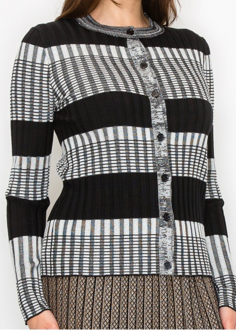 Modern Ribbed Stripe Cardigan