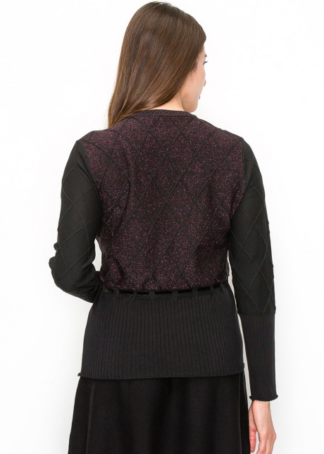 Diamond Sparkle Knit Pullover with Tie Waist