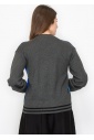 Blue and Grey Color-Block Cardigan