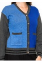 Blue and Grey Color-Block Cardigan