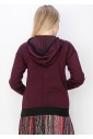 Burgundy Knit Hoodie with Black Accent