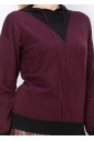 Burgundy Knit Hoodie with Black Accent