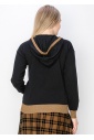 Two-Tone Black Hoodie with Camel Trim