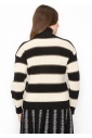 Black and Cream Striped Pullover with Turtleneck