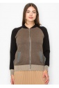 Color-Block Taupe Knit Jacket