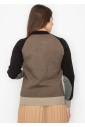 Color-Block Taupe Knit Jacket