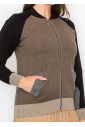 Color-Block Taupe Knit Jacket