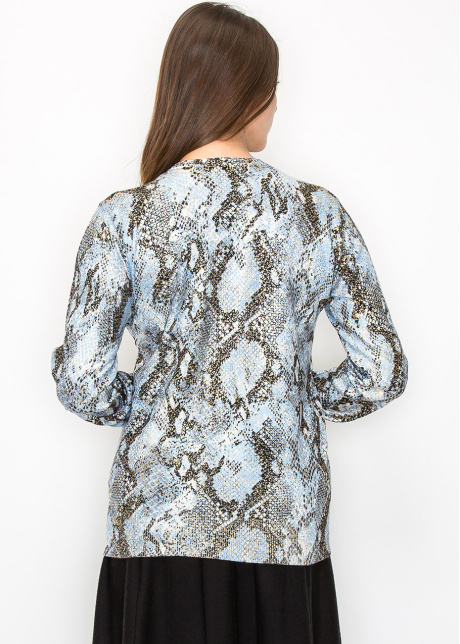 Blue Snake Print Long Sleeve Top