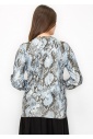 Blue Snake Print Long Sleeve Top