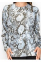 Blue Snake Print Long Sleeve Top