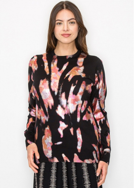 Color Splash Abstract Knit Top