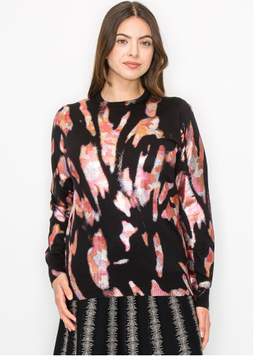 Color Splash Abstract Knit Top