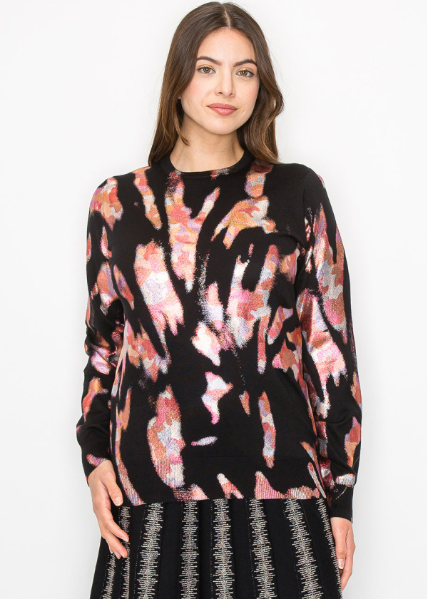 Color Splash Abstract Knit Top