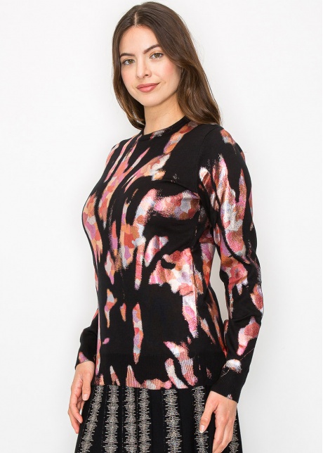 Color Splash Abstract Knit Top