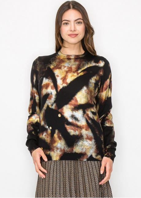 Golden Haze Abstract Knit Sweater