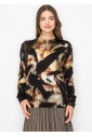 Golden Haze Abstract Knit Sweater