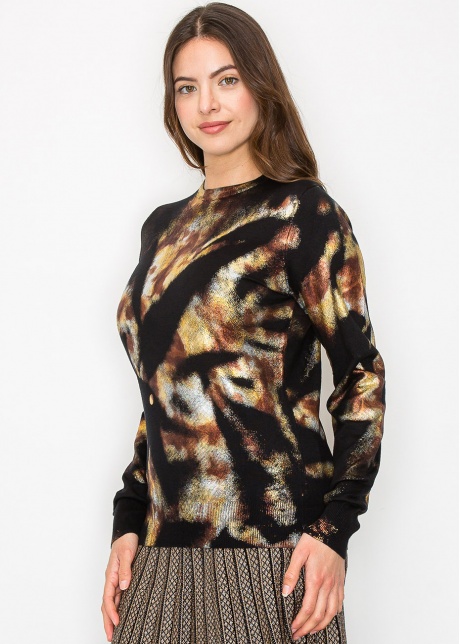 Golden Haze Abstract Knit Sweater