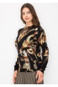 Golden Haze Abstract Knit Sweater