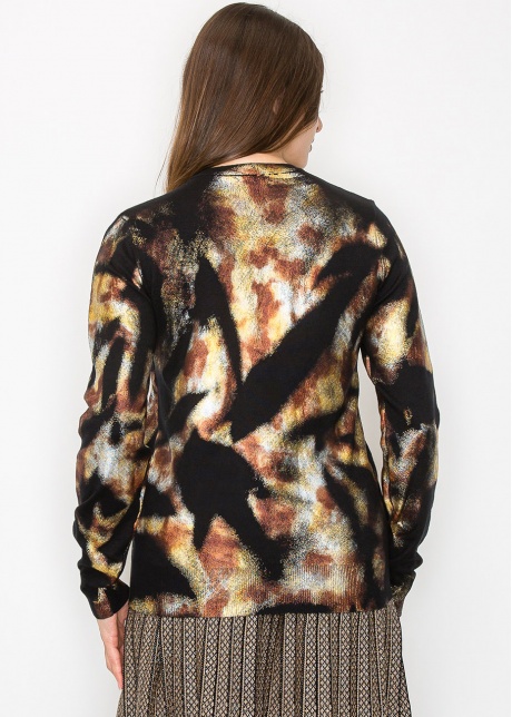 Golden Haze Abstract Knit Sweater