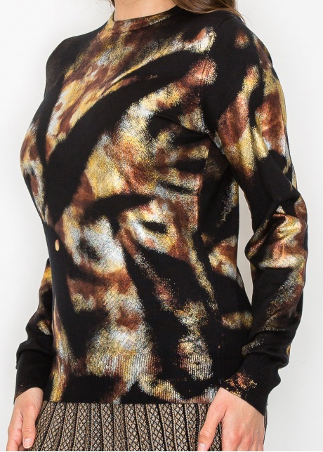Golden Haze Abstract Knit Sweater