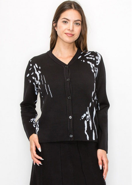 Abstract Pattern Button-Up Cardigan