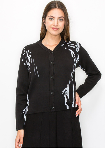 Abstract Pattern Button-Up Cardigan