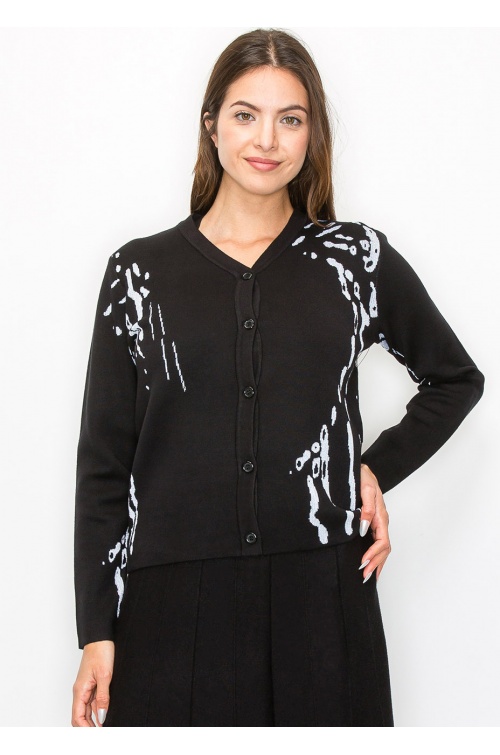 Abstract Pattern Button-Up Cardigan